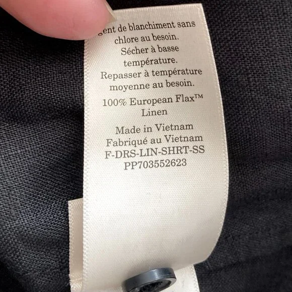 EVERLANE Daytripper Linen Dress Oversized Shirttail Hem Euro Flax Size S Black - Picture 15 of 15